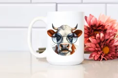 Cow Watercolor Cow Portrait with Proud Expression | Clipart Product Image 2