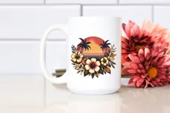 Vintage Tropical Flower Sunset Sticker | Clipart Product Image 2