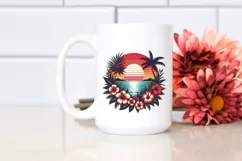 Vintage Tropical Flower Sunset Sticker | Clipart Product Image 2