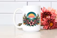 Vintage Tropical Flower Sunset Sticker | Clipart Product Image 2