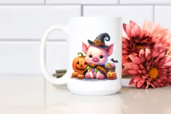 Cute Baby Pig Halloween Scenery Clipart Product Image 2