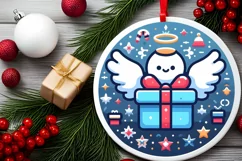 Round Christmas Ornament Sublimation|Clipart Product Image 1