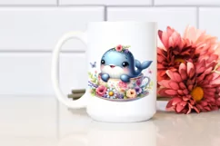 Colorful Whale Baby | Watercolor | Tea Cup Product Image 2