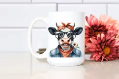 Watercolor Cow with Bandana and es Clipart Product Image 2