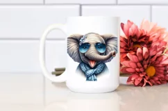 Funny Elephant Sunglasses Tongue Clipart Product Image 2
