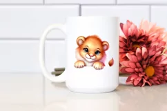 Colorful Watercolor Baby Lion | Smiling | Cute Product Image 2