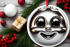 Shiny Christmas Bunny Ornament Sublimation PNG Product Image 2