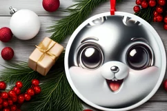 Shiny Christmas Bunny Ornament Sublimation PNG Product Image 2