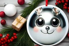 Shiny Christmas Bunny Ornament Sublimation PNG Product Image 2