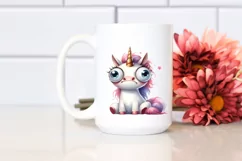 Unicorn with Big Eyes Watercolor PNG Product Image 2