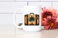 Vintage Tropical Suitcase Clipart for Tshirt Vector Style Product Image 2