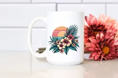 Vintage Tropical Flower Sunset Clipart Product Image 2