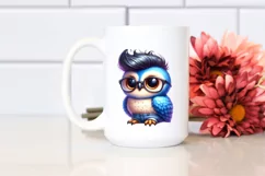 Cute Happy Running Owl with Cool Haircut, High-Res PNG Product Image 2