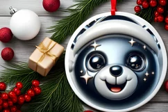 Shiny Christmas Bear Ornament Sublimation PNG Product Image 2