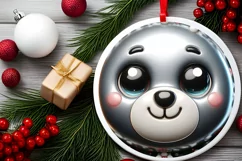 Shiny Christmas Bear Ornament Sublimation PNG Product Image 2