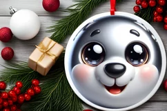 Shiny Christmas Bear Ornament Sublimation PNG Product Image 2