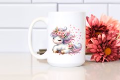 Baby Unicorn Tumbling with Spring Petals | Clipart Product Image 2