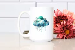 Colorful Cyan Watercolor Cloud with Foil Drips Product Image 2