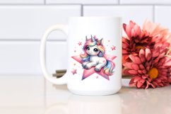 Cute Unicorn on a Red Star Clipart |T-shirt, Mug, Tumbler Product Image 1