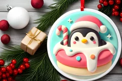 Round Christmas Ornament Sublimation|Clipart Product Image 1