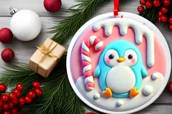 Round Christmas Ornament Sublimation|Clipart Product Image 1