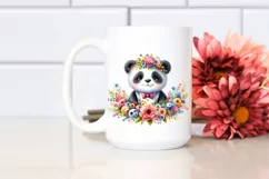 Smiling Baby Panda with Flowers PNG Product Image 2