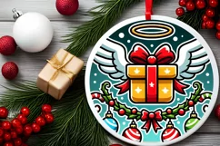 Round Christmas Ornament Sublimation|Clipart Product Image 1