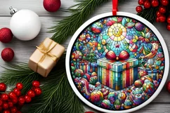 Round Christmas Ornament Sublimation|Clipart Product Image 1