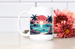 Retro Tropical Beach Surf Clipart for Tshirt Vector Style Product Image 2