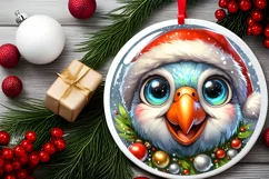 Shiny Christmas Parrot Ornament Sublimation PNG Product Image 2