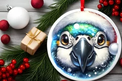 Shiny Christmas Parrot Ornament Sublimation PNG Product Image 2