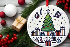 Round Christmas Ornament Sublimation|Clipart Product Image 2