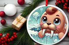Round Christmas Ornament Sublimation|Clipart Product Image 1