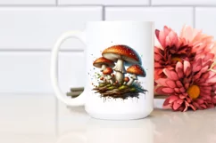 Glossy Mushroom Watercolor Splash PNG Product Image 2