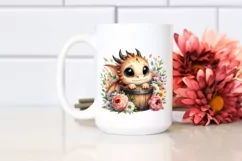 Cute Baby Dragon, Watercolor PNG Product Image 2