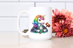 Colorful Baby Unicorn in Judge&#039;s Robe PNG Product Image 2