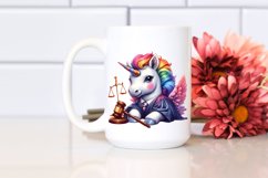 Colorful Baby Unicorn in Judge&#039;s Robe PNG Product Image 2