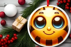 Shiny Christmas Bee Ornament Sublimation PNG Product Image 2