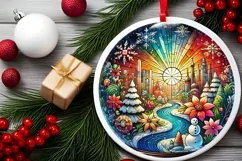 Round Christmas Ornament Sublimation|Clipart Product Image 1