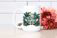 Vintage Tropical Beach Chairs Clipart for Tshirt Vector Product Image 2
