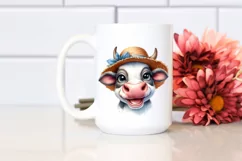 Cow Sun Hat Portrait Smiling | Sublimation | Clipart Product Image 2