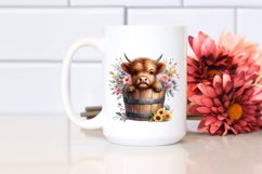 Watercolor Cute Baby Highland Cow PNG Product Image 2