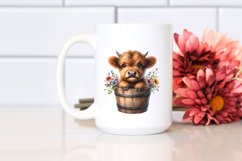 Watercolor Cute Baby Highland Cow PNG Product Image 2