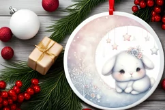 Pastel Baby Bunny Moon Winter Sublimation PNG Product Image 2