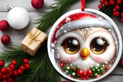 Shiny Christmas Owl Ornament Sublimation PNG Product Image 2