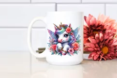 Colorful Baby Unicorn with Ring PNG Product Image 2