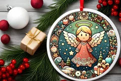Round Christmas Ornament Sublimation|Clipart Product Image 1
