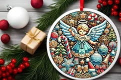 Round Christmas Ornament Sublimation|Clipart Product Image 1