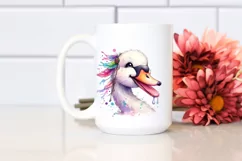 Boho Swan Portrait Watercolor Clipart Product Image 2
