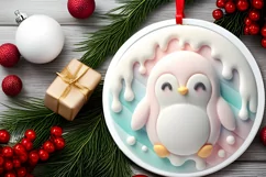 Pastel Penguin Christmas Sublimation PNG Product Image 2
